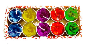 DMS RETAIL Handmade Flower Shape Wax Filled Decorative Diya for Diwali for Floor Decoration Or Home Decoration Pack of 10 Diya dmsretail
