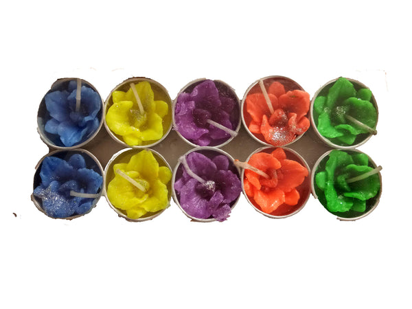 DMS RETAIL Handmade Flower Shape Wax Filled Decorative Diya for Diwali for Floor Decoration Or Home Decoration Pack of 10 Diya dmsretail