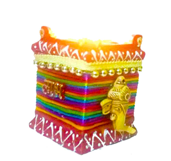 DMS RETAIL Handmade Waxfilled Decorative Diya for Diwali for Floor Decoration Or Home Decoration with Ganesh Ji -Clay Diya Tulsi Diya dmsretail
