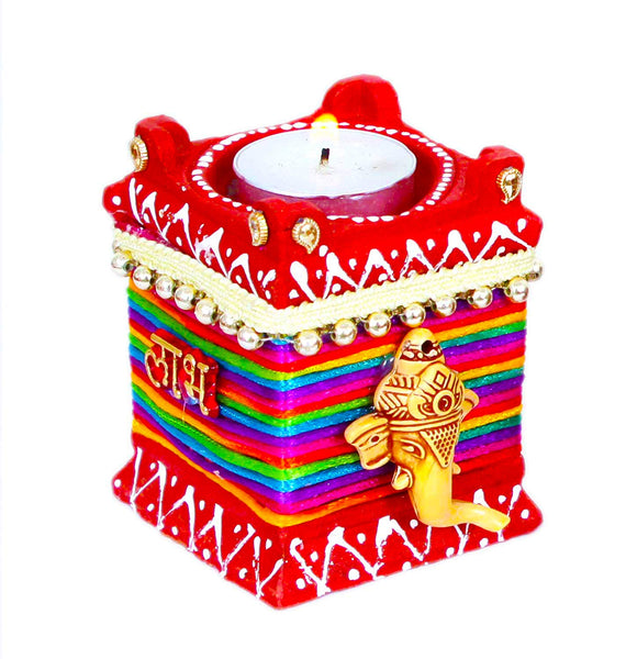 DMS RETAIL Handmade Waxfilled Decorative Diya for Diwali for Floor Decoration Or Home Decoration with Ganesh Ji -Clay Diya Tulsi Diya dmsretail