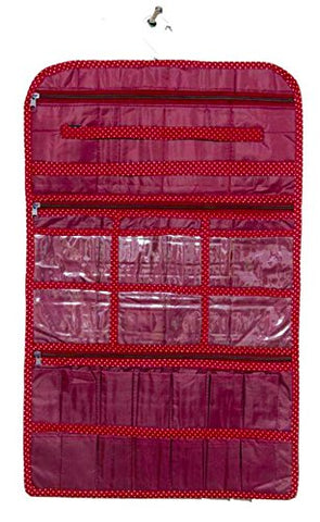 DMS RETAIL Hanging Jewellery Organiser/Hanging Wall Pocket Storage Bag/Jewellery Wardrobe Organizer/Make up Kit/Cosmetic Kit In Cotton Material/Accessories Organiser /Multipurpose dressing Kit/Make up organizer - Set of 5 dmsretail