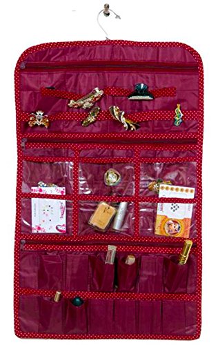 DMS RETAIL Hanging Jewellery Organiser/Hanging Wall Pocket Storage Bag/Jewellery Wardrobe Organizer/Make up Kit/Cosmetic Kit In Cotton Material/Accessories Organiser /Multipurpose dressing Kit/Make up organizer - Set of 5 dmsretail