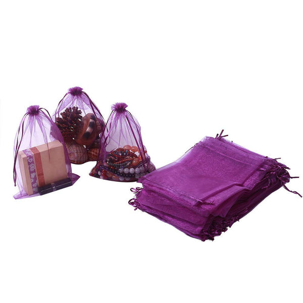 DMS RETAIL Imported Organza Shagun Potli Bags for Favors Jewellery Packing Dry Fruit Pouch (Multicolor, 24x18 Cm) - Pack of 10 dmsretail