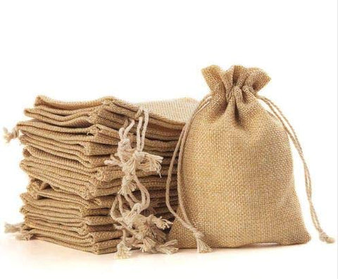 DMS RETAIL Jute Linen Potlis Burlap Natural Jute Bags (23X17 CMS/Large) -Pack of 10 dmsretail