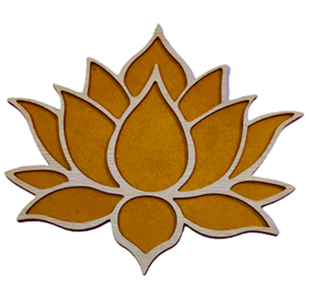 DMS RETAIL Lotus Shape Wooden Rangoli Stencil for Floor Decoration Rangoli Stencil for Diwali Decoration|Reusable Rangoli Stencil for Puja Function 9 Inches Big Size Set of 1 dmsretail