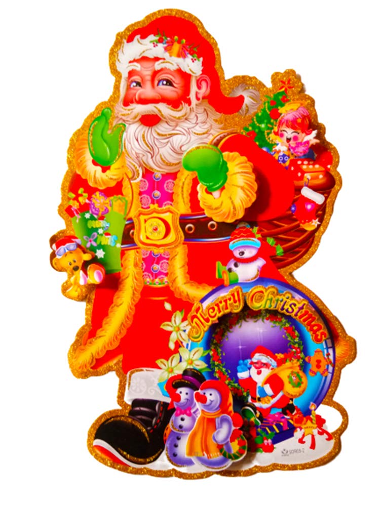 DMS RETAIL Merry Christmas Santa Claus Wall Stickers PVC Vinyl Christmas Decoration Wall Stickers for Home Decoration (Pack of 6 Stickers) dmsretail