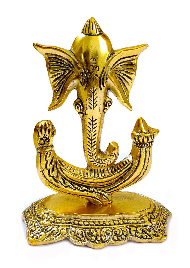 DMS RETAIL Metal Ganesh Idols for Home Decor|Ganesha Staute murti|Vinayak Figurine|Ganpati Murti Idol Puja Article Showpiece (Golden) dmsretail