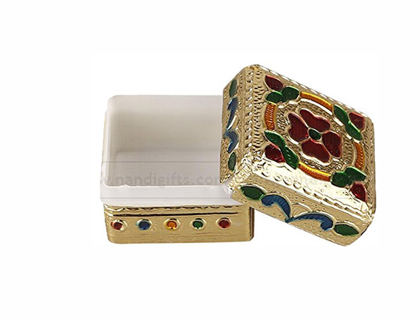 DMS RETAIL Minakari Little Kumkum Box Set Tilak Box Sindoor Dibbi