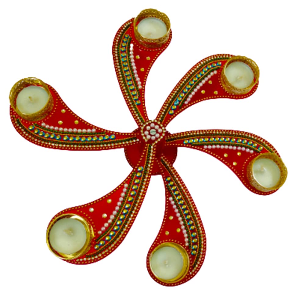 DMS RETAIL Multicolor Kundan Studded Handcrafted Foldable Decorative Rangoli Set for Floor Decoration Table Decorations- Diwali Decoration Items for Home Reusable Rangoli dmsretail