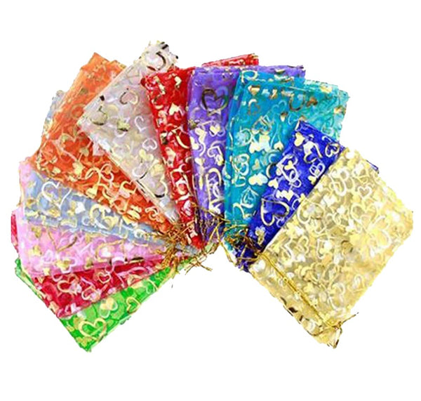 DMS RETAIL Multicolor Return Gift Bags Organza Bags Return Gift Favours Shagun Favours Wedding Party Favor Jewellery Packing Pouch Dry Fruit Pouch Shagun Potli Bag 16x20 Cms Mix Colors (Pack of 25) dmsretail