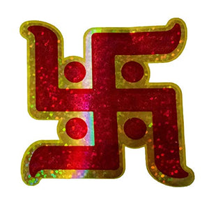 DMS RETAIL Multicolor Swastik Stickers Diwali Rangoli Stickers Paan Shape Shubh Labh Swastik PVC Vinyl Wall Sticker Shubh Deepawli Sticker Religious Stickers (Pack of 20 Sticker) dmsretail