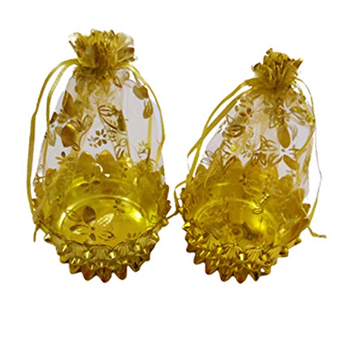DMS RETAIL Net Potli Fibre Decorative Baskets Golden for Wedding