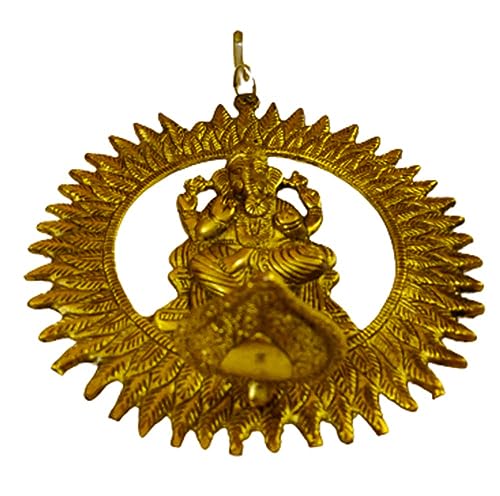 DMS RETAIL Oxodyse Metal Surya Ganesh Diya Oil Lamp with Pin Holder Raman Divi for Wedding Or Temple Or for Pooja dmsretail