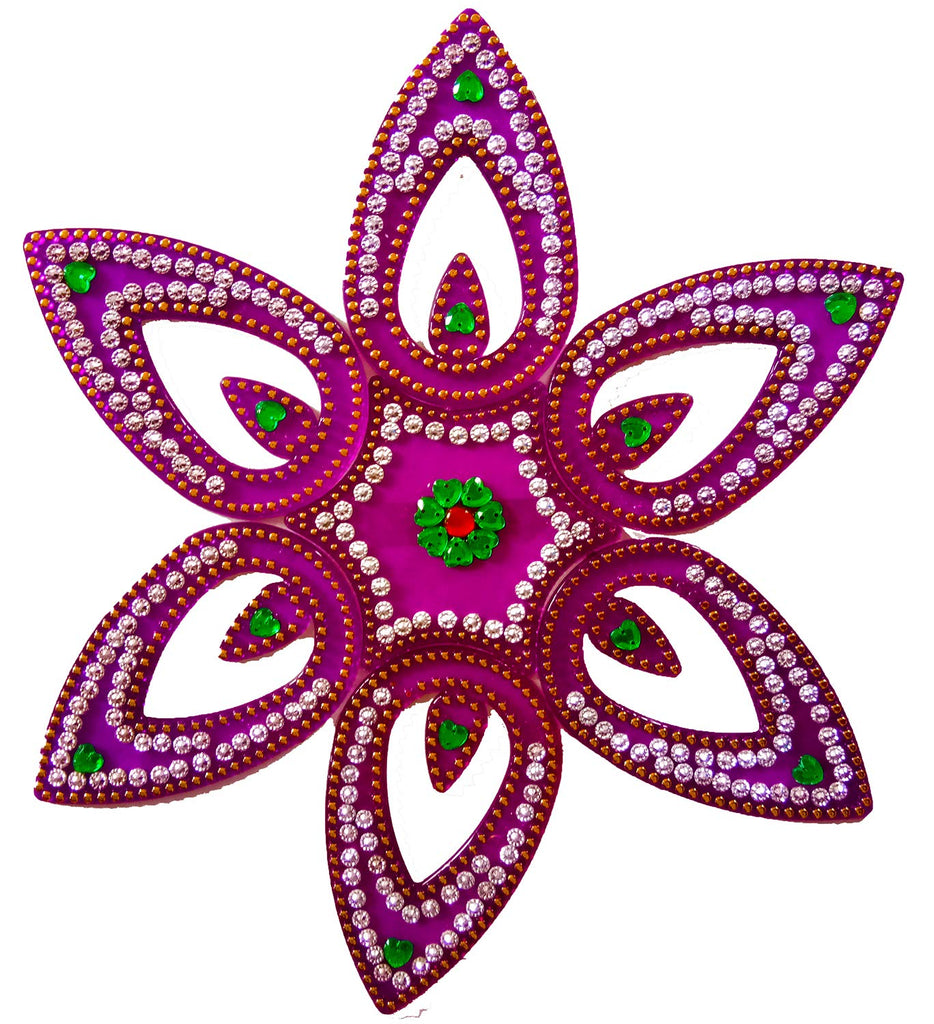 DMS RETAIL Pan Design Acrylic Stone Studded Rangoli for Diwali