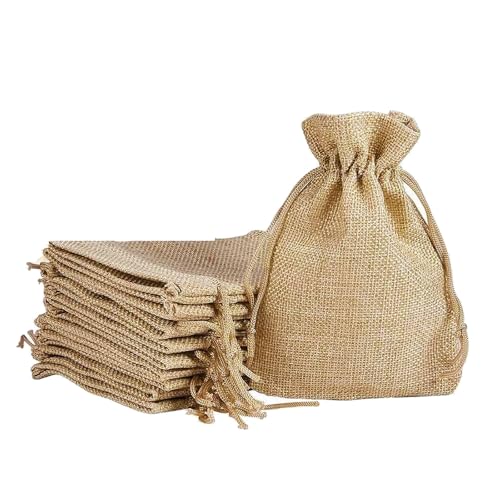 DMS RETAIL Party Favor Jute Bags Potli Bags for Women Royal Clutch Batwa Dryfruit, Chocolate, Shagun, Return Bag Pack Of 15 (10X14 CMS) dmsretail
