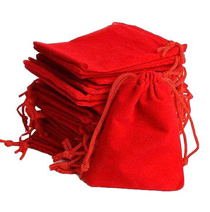 DMS RETAIL Plastic Velvet Drawstring Gold Coin Shagun Potli Pouch Bags (Red; 3X3 Cm; Pack Of 5) dmsretail