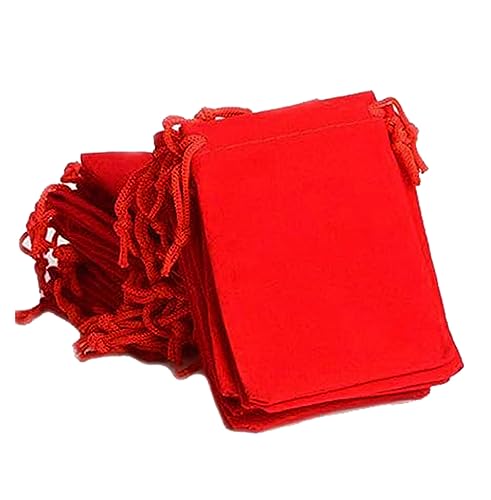 DMS RETAIL Plastic Velvet Drawstring Gold Coin Shagun Potli Pouch Bags (Red; 3X3 Cm; Pack Of 5) dmsretail