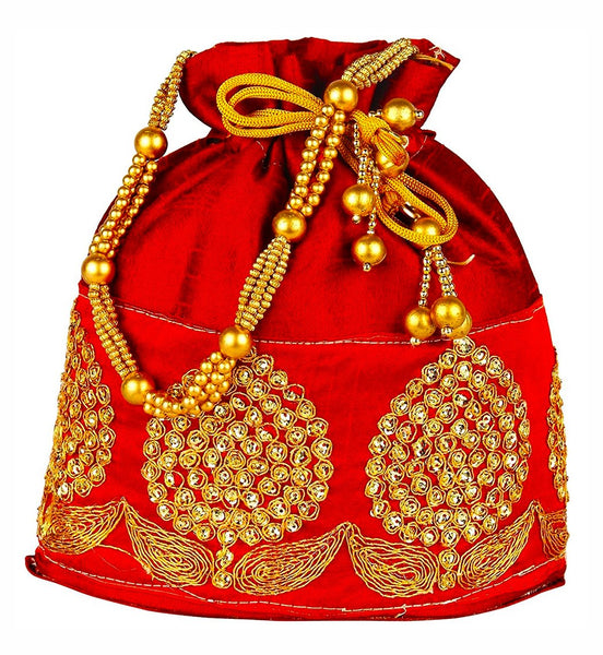 DMS RETAIL Rajasthani Potli Bag For Wedding Satchel Bag For Women And Girls Red dmsretail