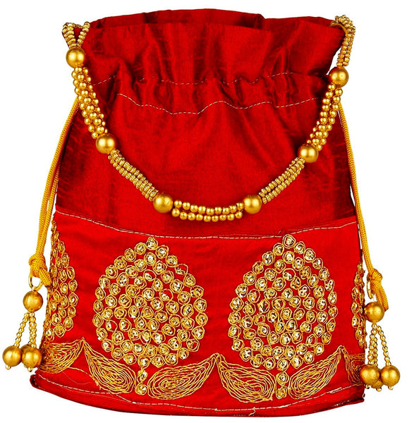 DMS RETAIL Rajasthani Potli Bag For Wedding Satchel Bag For Women And Girls Red dmsretail