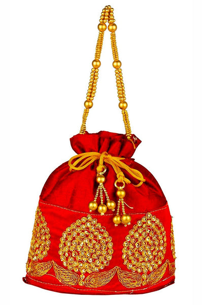 DMS RETAIL Rajasthani Potli Bag For Wedding Satchel Bag For Women And Girls Red dmsretail