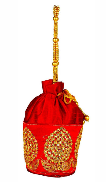 DMS RETAIL Rajasthani Potli Bag For Wedding Satchel Bag For Women And Girls Red dmsretail