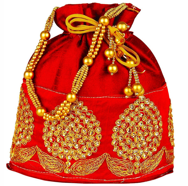 DMS RETAIL Rajasthani Potli Bag For Wedding Satchel Bag For Women And Girls Red dmsretail