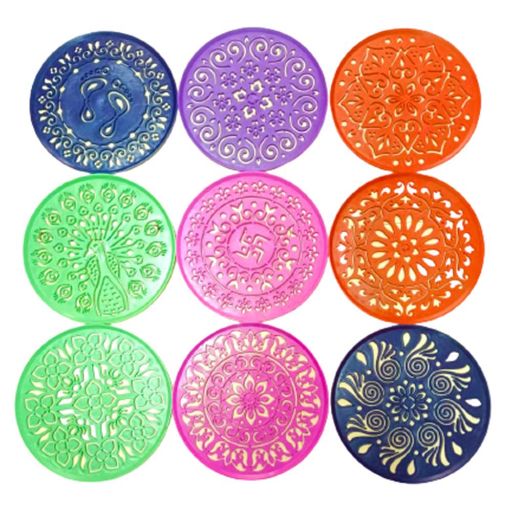 DMS RETAIL Rangoli Rangoli Stencils for Floor for Rangoli Decoration Diwali Decoration 4 Inches Round Pack of (10) dmsretail