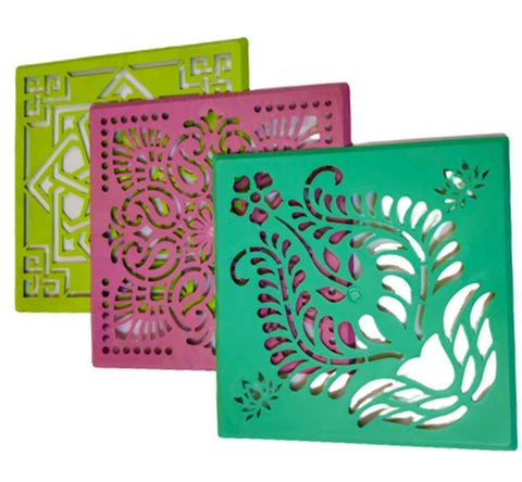 DMS RETAIL Set of 2 Rangoli Stencils for Floor for Rangoli Decoration Diwali Decoration 8 Inches dmsretail