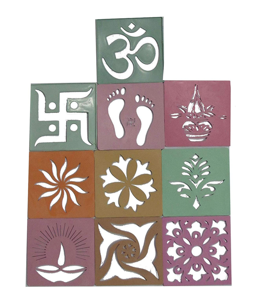 DMS RETAIL Set of 5 Rangoli Stencils for Floor and 250 GramsWhite Rangoli Color for Rangoli Decoration Diwali Decoration 4 Inches dmsretail