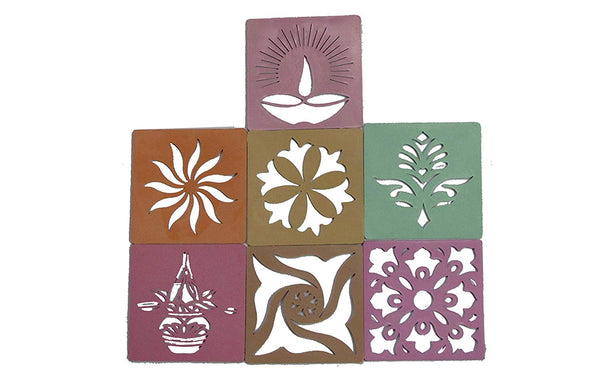 DMS RETAIL Set of 8 Rangoli Stencils for Floor for Rangoli Decoration Diwali Decoration 4 Inches dmsretail