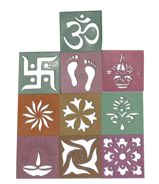 DMS RETAIL Set of 8 Rangoli Stencils for Floor for Rangoli Decoration Diwali Decoration 4 Inches dmsretail