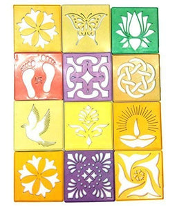 DMS RETAIL Set of 8 Rangoli Stencils for Floor for Rangoli Decoration Diwali Decoration 4 Inches dmsretail