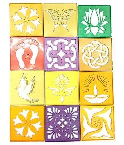 DMS RETAIL Set of 8 Rangoli Stencils for Floor for Rangoli Decoration Diwali Decoration 4 Inches dmsretail