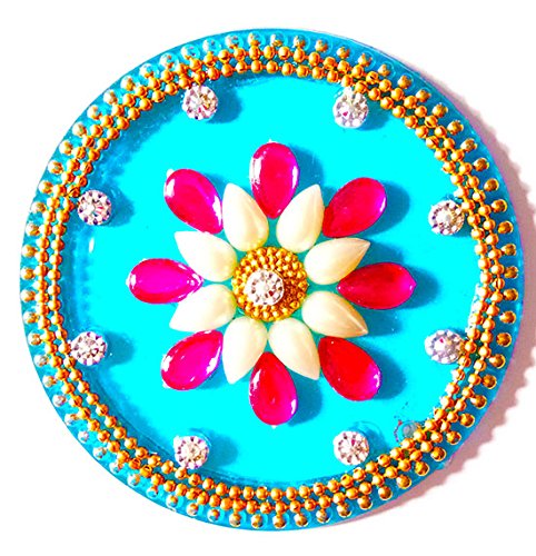 DMS RETAIL Single Piece Attractive Acrylic Stone and Pearl Kundan Rangoli - Multiple Design can be Done dmsretail