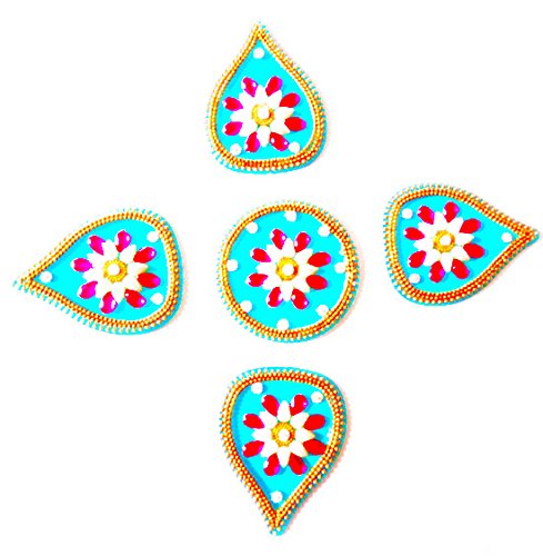 DMS RETAIL Single Piece Attractive Acrylic Stone and Pearl Kundan Rangoli - Multiple Design can be Done dmsretail