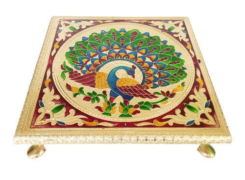 DMS RETAIL Small Rajwadi Chowki/Bajot/Pooja Chowki Pata - 8"x8" Inch dmsretail