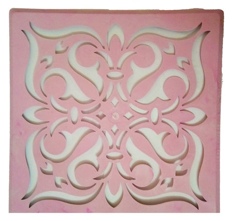 DMS RETAIL Sqare Shape 5 Stencils Set for Floor Decoration and 200 Grams White Rangoli Color Powder for Rangoli Decoration Diwali Decoration 8 Inches dmsretail