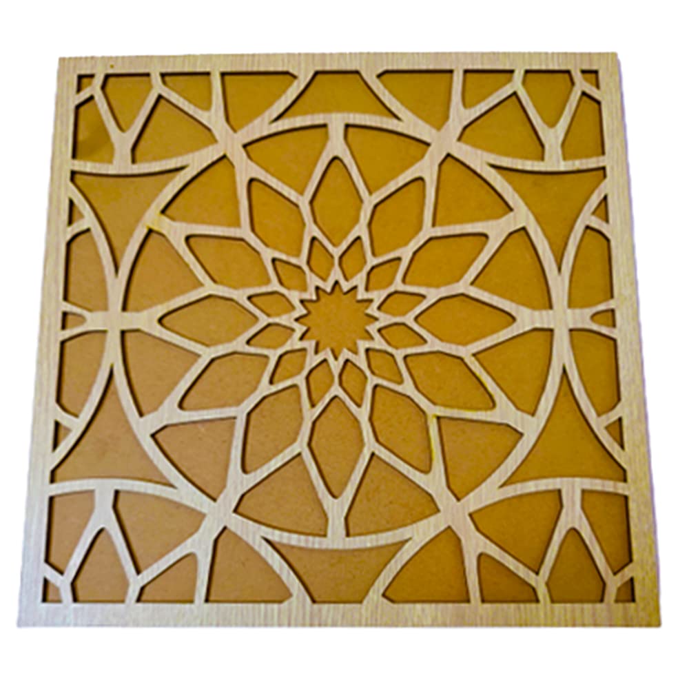 DMS RETAIL Sqaure Readymade Wooden Rangoli Stencil for Diwali Home