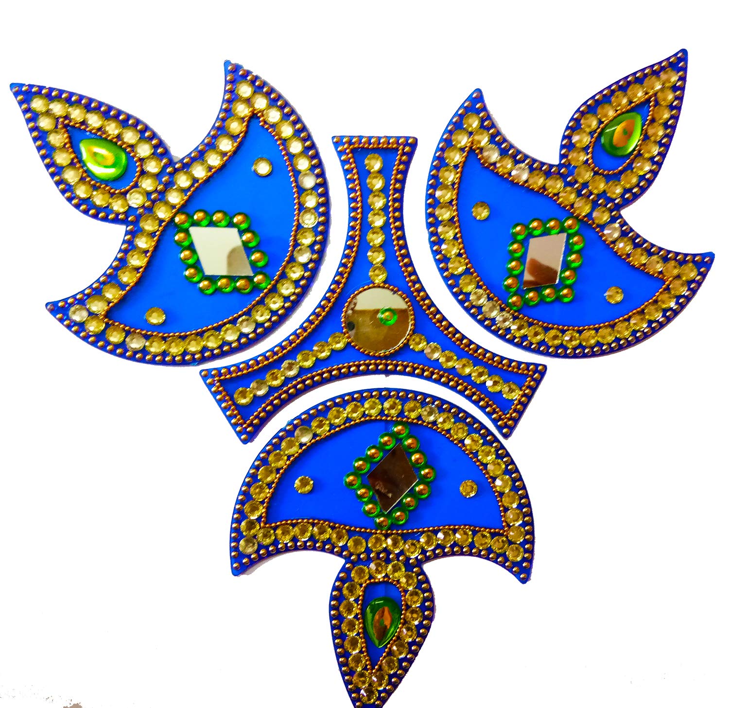 DMS RETAIL Stone Studded Acrylic Rangoli in Diya Design for Diwali Decoration Floor Decoration - 4 Pcs Set - 11 Inches dmsretail