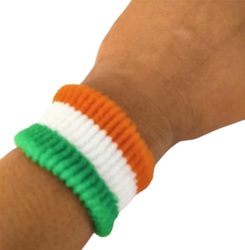 DMS RETAIL Tiranga Indian Wrist Band Tricolor - Tricolor Bracelet for Independence Day, Republic Day Celebrations Unisex, Free Size Hand Band For Independence Day And Republic Day Pack of (2) dmsretail