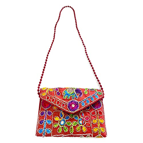 DMS RETAIL Traditional Kutchi Rajasthani Sling Bag Clutch Bag Embroiderey Sling Bag For Women And Girls |Return Favour For Guests Pack of (6) dmsretail