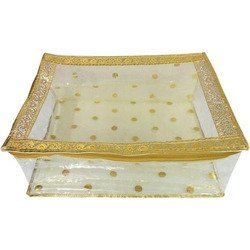 DMS RETAIL Transparent Golden Multiple Saree/Lehenga/Suit Box Cover - Capacity 5-12 Sarees - Pack of 4 dmsretail