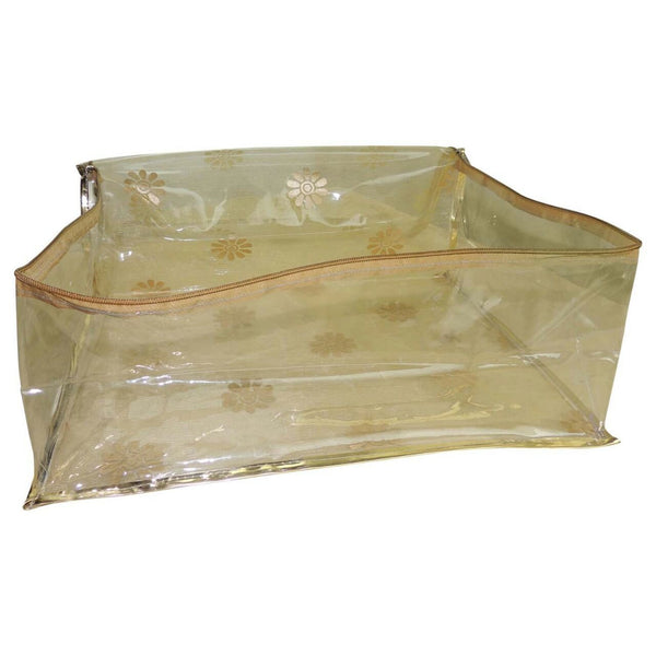 DMS RETAIL Transparent Golden Multiple Saree/Lehenga/Suit Box Cover - Capacity 5-12 Sarees - Pack of 4 dmsretail