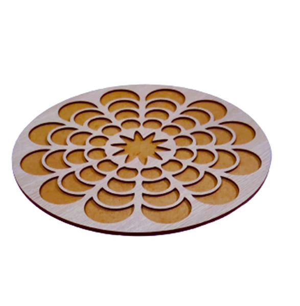 DMS RETAIL Wooden Round Rangoli Stencil for Floor Decoration Rangoli Stencil for Diwali Decoration|Reusable Rangoli Stencil for Puja Function 11 Inches Big Size Set of 1 dmsretail