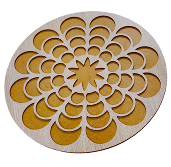 DMS RETAIL Wooden Round Rangoli Stencil for Floor Decoration Rangoli Stencil for Diwali Decoration|Reusable Rangoli Stencil for Puja Function 11 Inches Big Size Set of 1 dmsretail