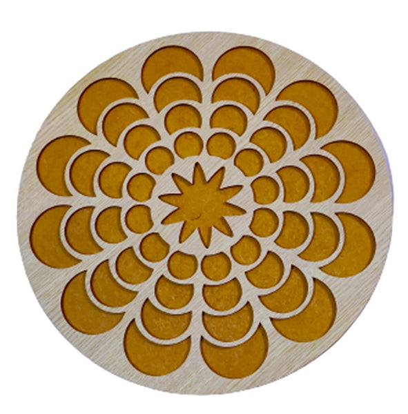 DMS RETAIL Wooden Round Rangoli Stencil for Floor Decoration Rangoli Stencil for Diwali Decoration|Reusable Rangoli Stencil for Puja Function 11 Inches Big Size Set of 1 dmsretail