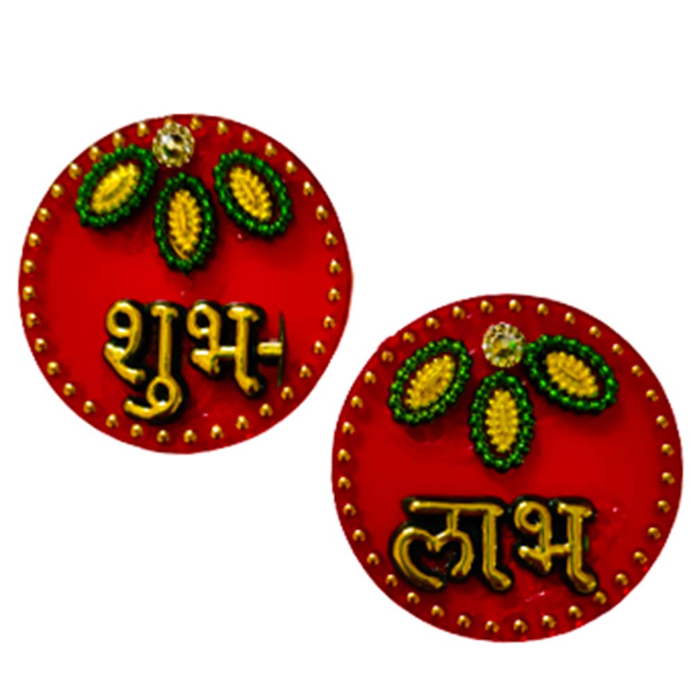 DMS Retail Acrylic Handcrafted Stone Studded Shubh Labh Sticker for