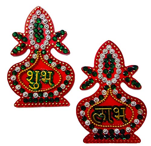 DMS Retail Acrylic Multicolor Stone Studded Kalash Shubh Labh Sticker