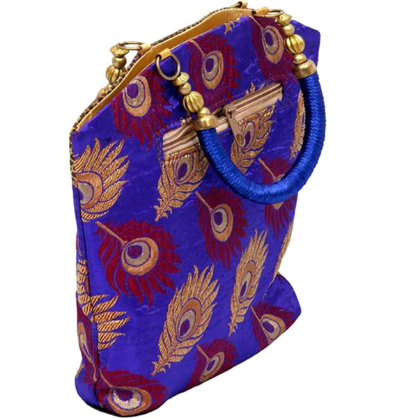 DMS Retail Brocade Handbag For Women Purple And Red dmsretail