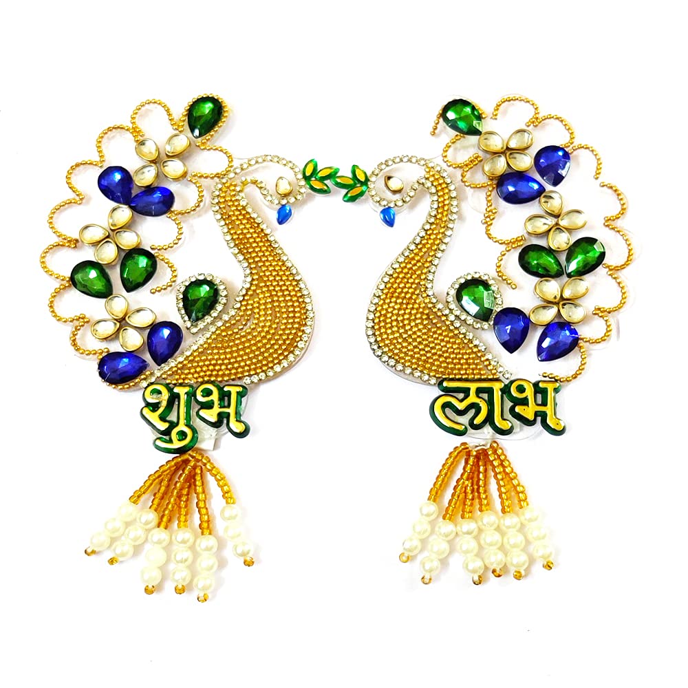DMS Retail Creation Kundan Studded Designer Peacock Shubh Labh
